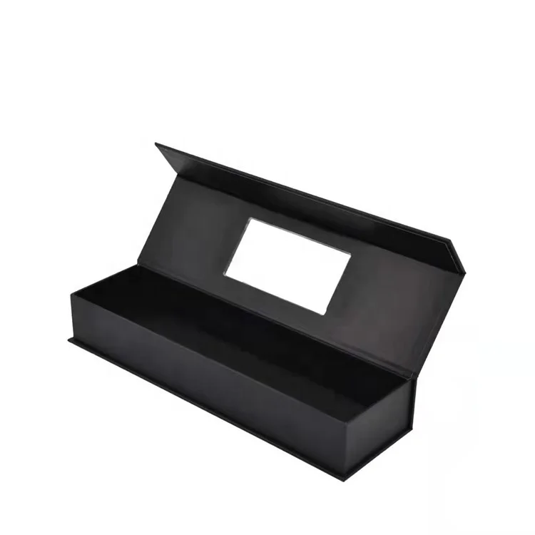 Custom Magnetic Closure Foldable Cardboard Gift Box for Hair Extension with Window wigs shipping paper boxes