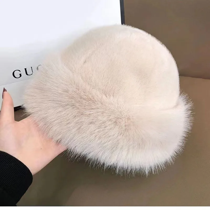 Syh1000  Mongolian Hat Autumn and Winter Thick Fur Plush Imitation Mink Warm Ear Protection Versatile and Fashionable