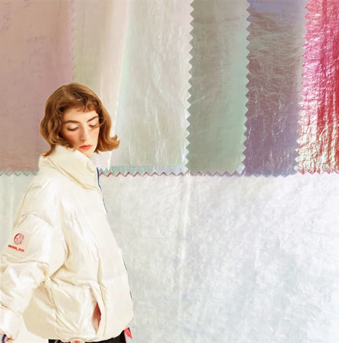 rainbow iridescent colored waterproof 20d nylon fabric for down jacket