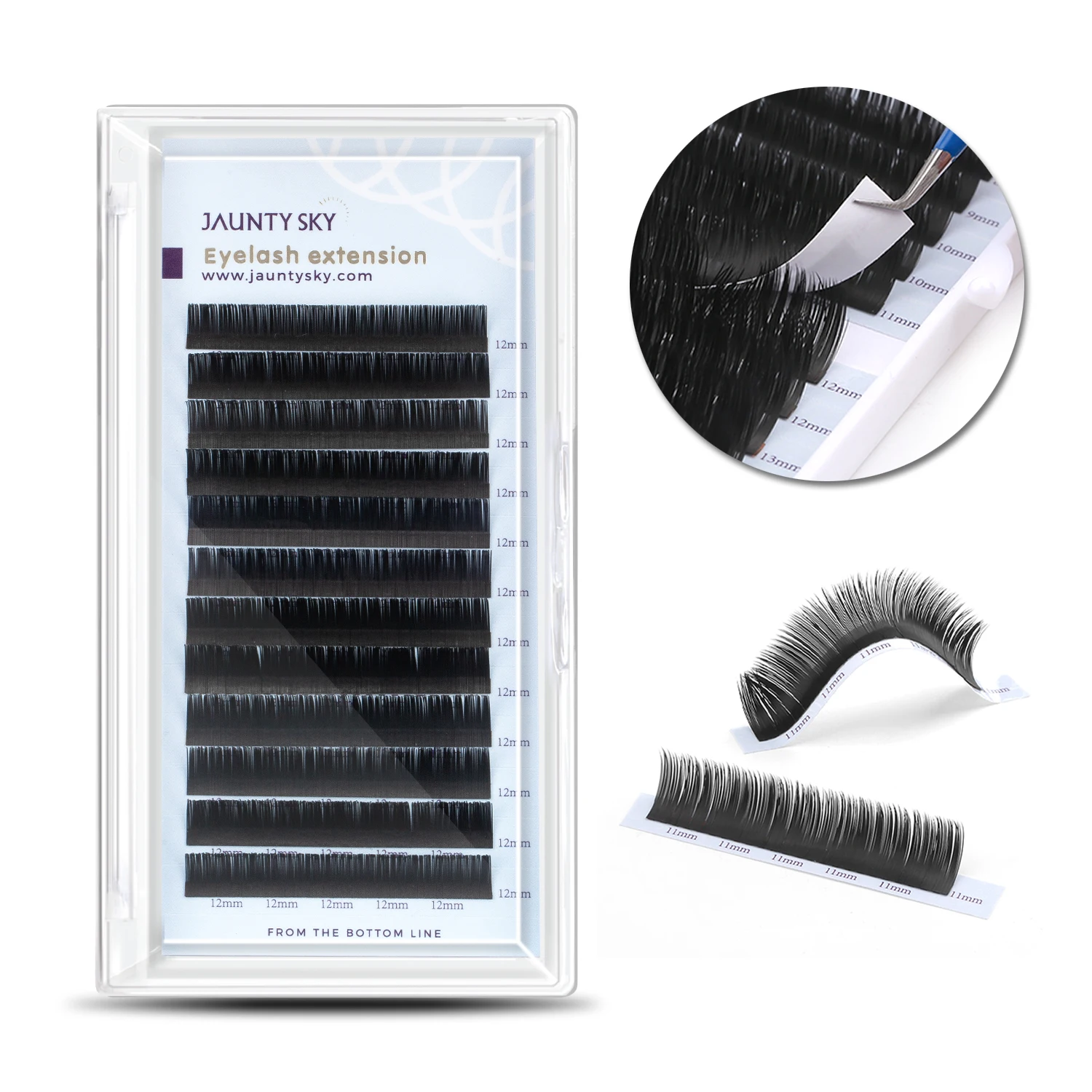 Jaunty Sky Ellipse Flat Eyelashes Volume Eyelash Extension Kits Korean PBT Fiber Synthetic Soft Private Label False 3D Hand Made