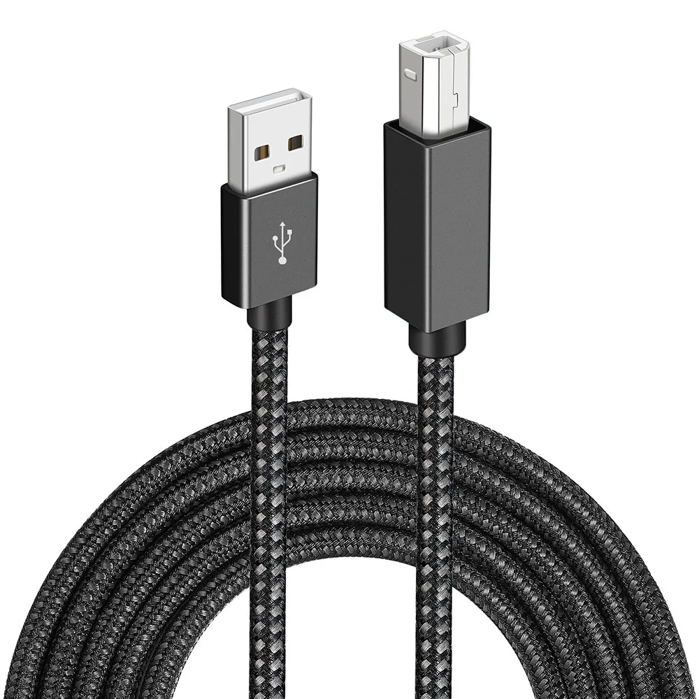Customized USB 2.0 cable nylon jacket aluminum alloy shell USB B printing cable