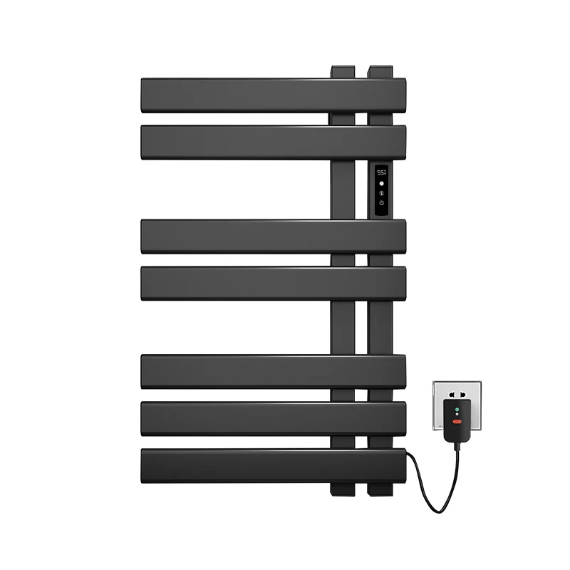 Black Electric Towel Rack Bathroom Smart Towel Warmer Creative Bath Towel Radiator Electric Heated Cloth Rail
