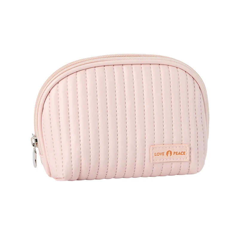 Wholesale Ladies Luxury Designer Pink Shell Shape Makeup Bag Women Quilted Pu Leather Cosmetic Beauty Case Make Up Travel Bag