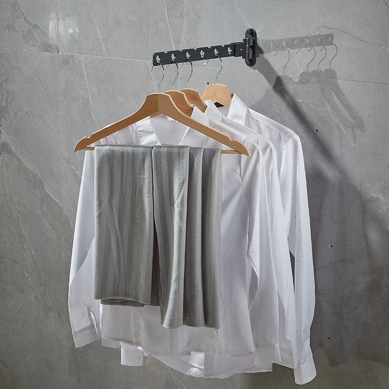 Wholesale Wall Mounted Collapsible Retractable Space Saver Laundry Drying Rack with Towel Bar