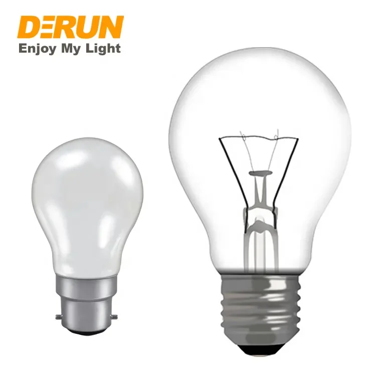 Factory A19 A60 Clear Light 40W/60W/75W/100W E27 B22 Base 2700K Tungsten Lamp Filament Bulb A19 Incandescent Light Bulb