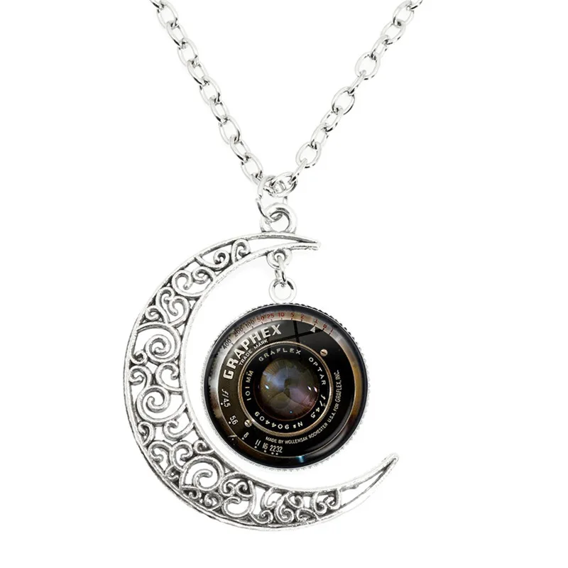 Fashion camera lens art photo moon hidden camera necklace