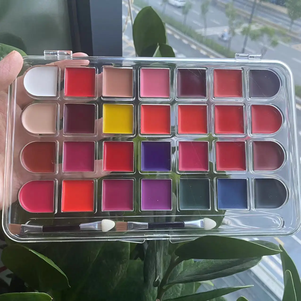 NEW COME Private label  Lip GLAZE palette make up 28 color 3 IN 1  BLUSH palette EYESHADOW PALETTE
