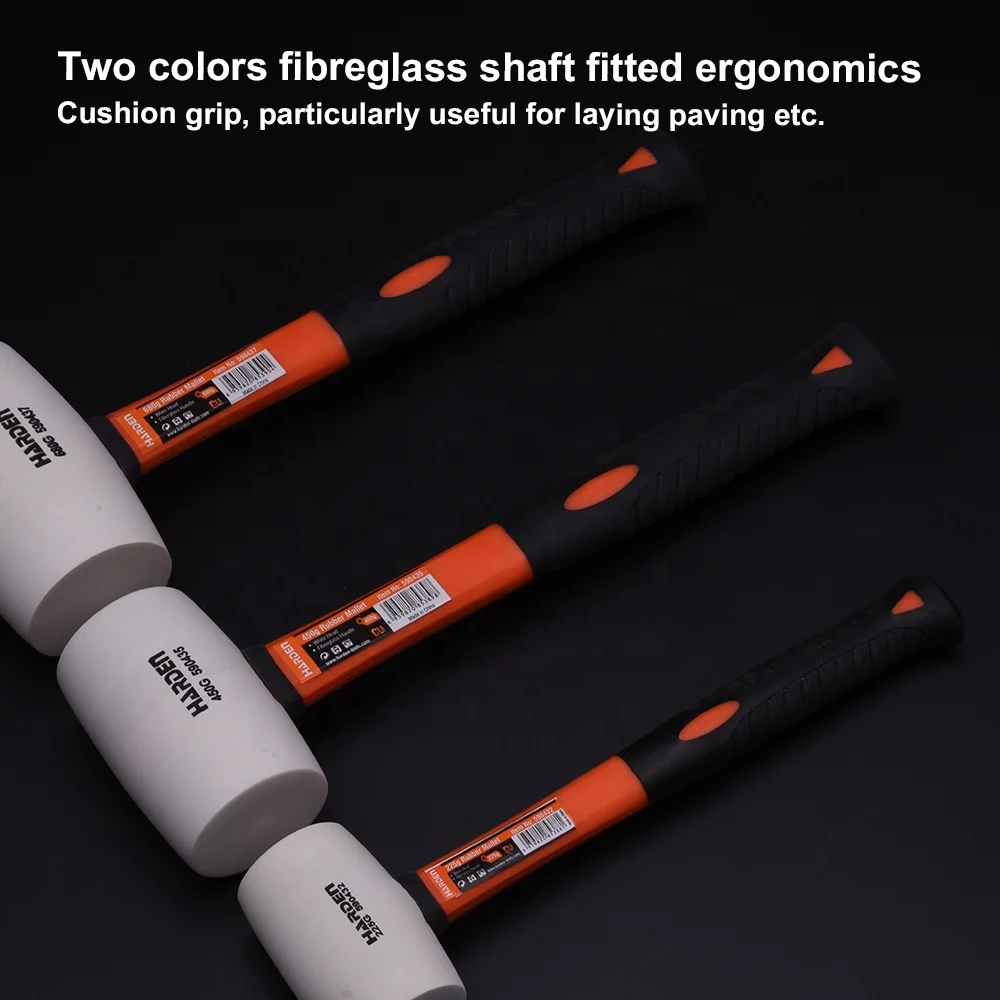 HARDEN 225g 450g 680g White Rubber Mallet With Fiberglass Handle For Construction