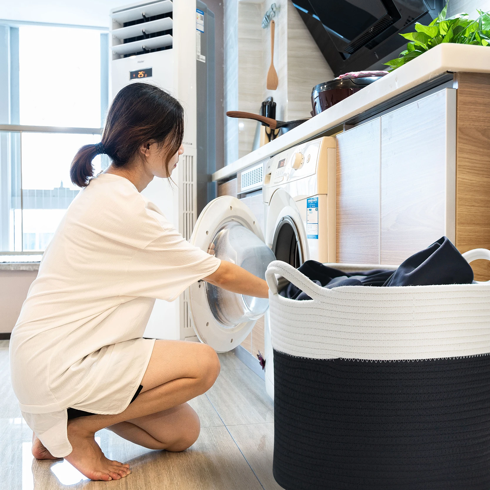 Wholesale New Design XXL Laundry Storage Clothes Toys Basket Large Size Cheap Cotton Rope Basket With Handles