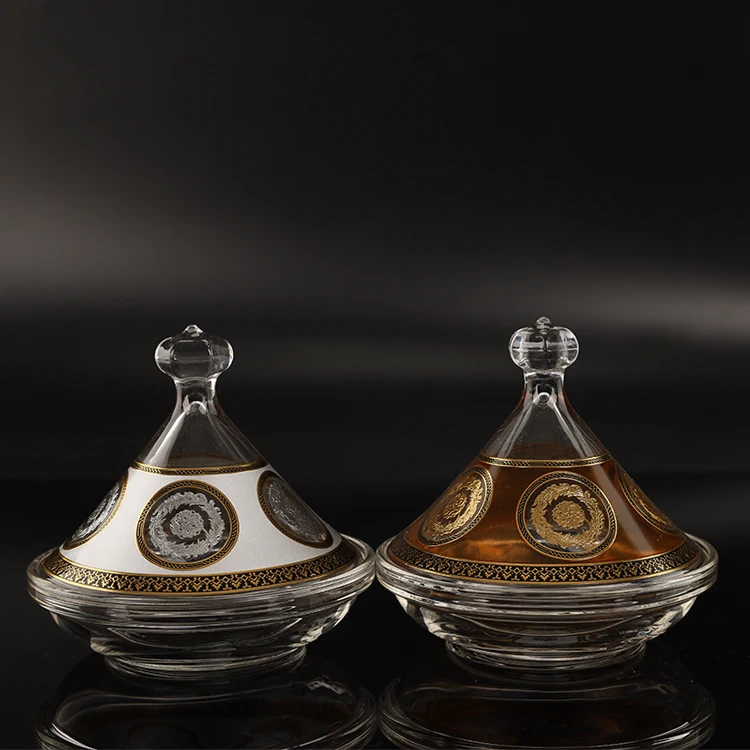 Custom Glass Tajine Moroccan Mini Tajine Arabic Style gold glass Tajine