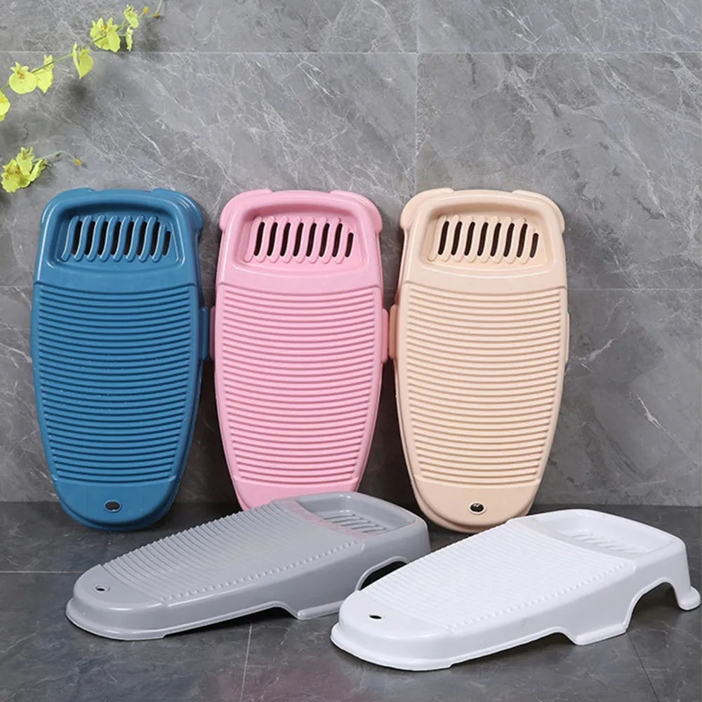Plastic Thicken Washboard with Soap Holder Box Portable Clothes Washing Board Bathroom Home Antislip Laundry