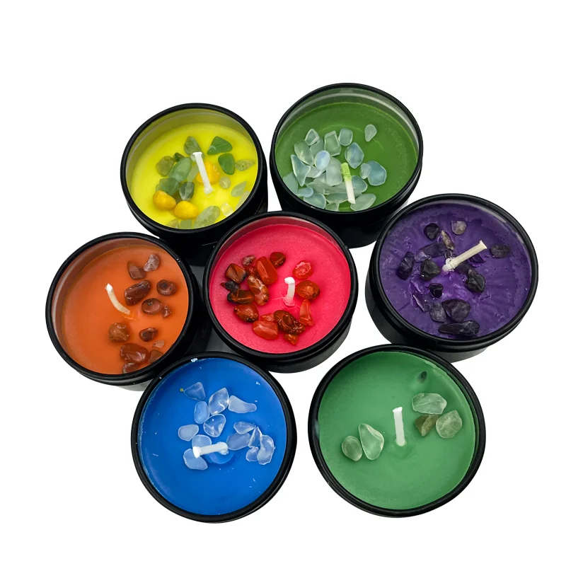 Premium Crystal Healing Stones Luxury Meditation Stress Relief Spiritual Yoga Crystal Scented Chakra Candles