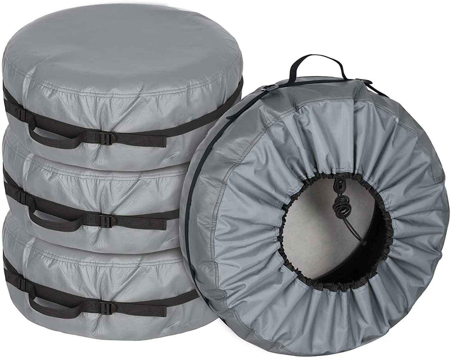 Tire Cover with Handle Seasonal Spare Tire Bag, Durable Winter Wheel Storage Tote Against Dust and Scratches, 4 Pack