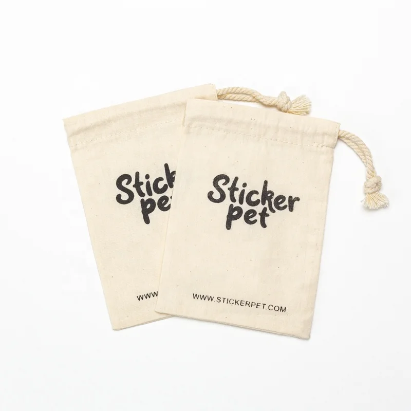 Custom Promotional Natural Cotton Rope Dust Bag Shoes Hair Clothing Packaging Twill Cotton Gift Rope Bag