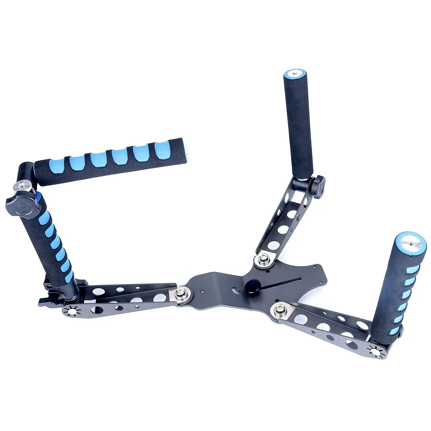 
Aluminum Alloy Foldable Double-handle Rig Shoulder Mount Video Stabilizer Steadicam for DSLR Camera Camcorder 