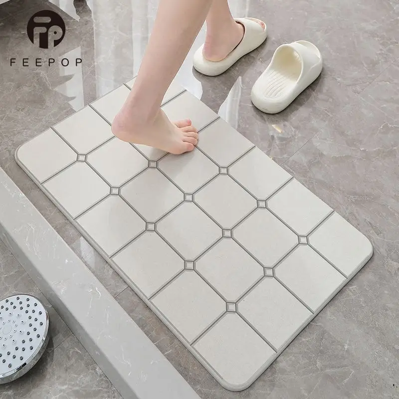 Ultra Fast Drying Earthstone Bath Mat Anti Slip Floor Mat for Bathroom