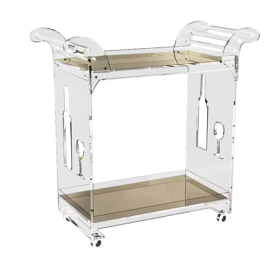 In Room Dining Trolley Modern Bar Cart Serving Furniture Moving Acrylic Trolley