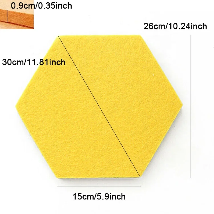 
Huafeng supplier nordic style felt board colorful hexagon felt pin board memo board 
