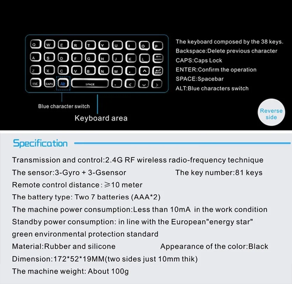 MX3 Backlit 2.4GHz Wireless air mouse with USB Receiver Gyro Sensor universal remote control for tv