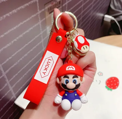 Wholesale Cheap Cartoon Silicone Rubber Keychains anime mario bros Doll Keychain For Women Men Bag Car Keyholder