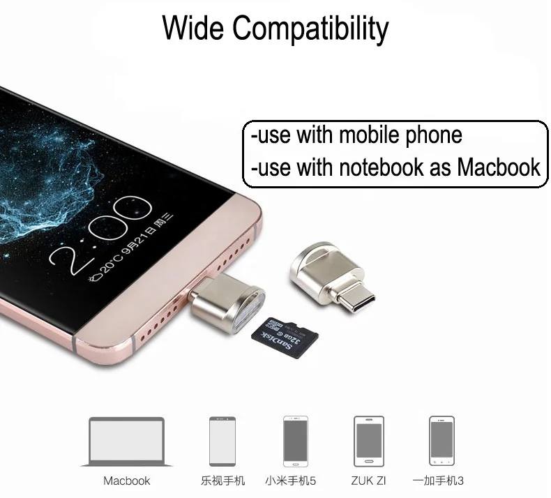Портативный корпус из цинкового сплава мини usb type c 3 0 OTG адаптер micro USB SD/TF кардридер для Macbook мобильного