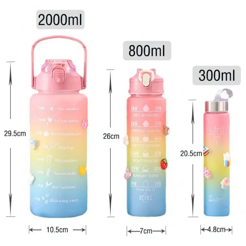 High Quality Custom Logo Children Cute DIY Funny 480ml Plastic Water Bottle and Stickers Set