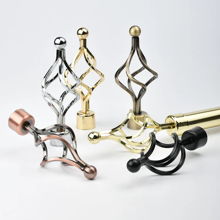 Manufacturer European High Quality Curtain Rods Set Metal Curtain Rods With Glass Finial