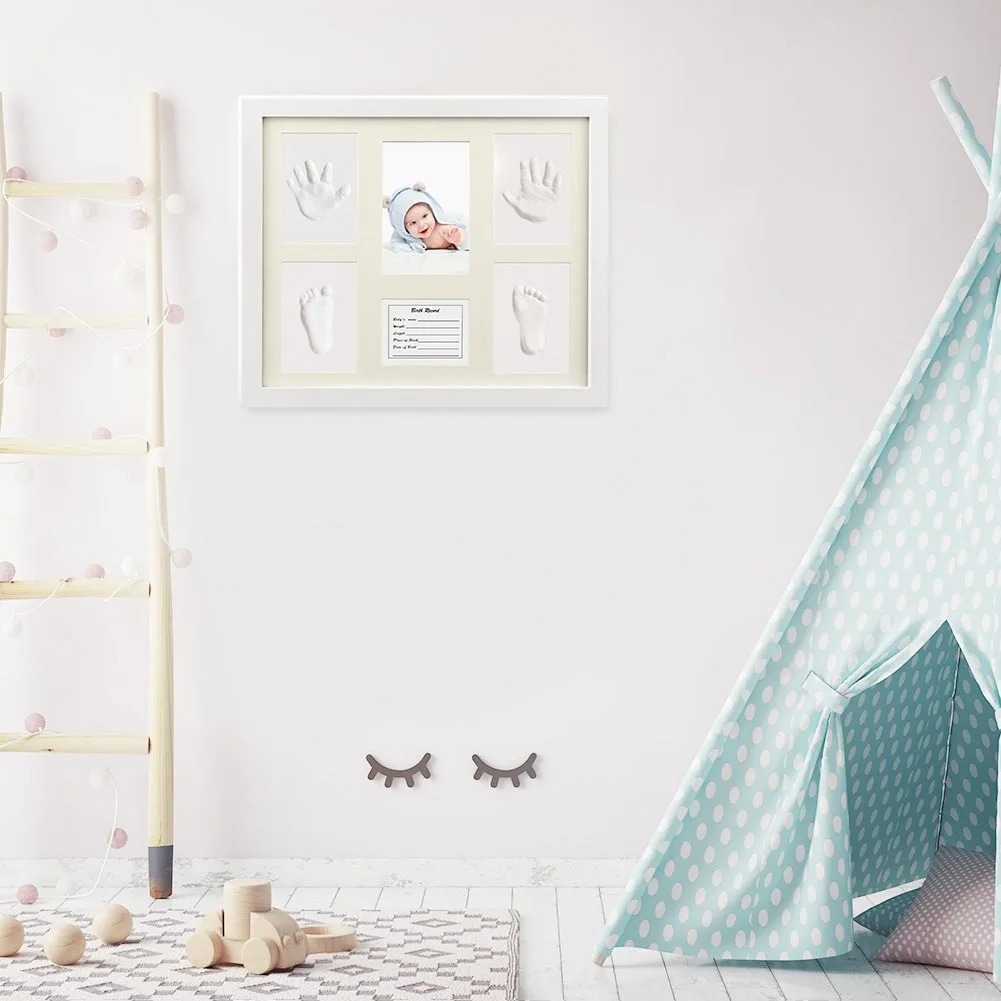 Hot sale new born hand and foot print baby footprints photo frame DIY paw print imprint kit