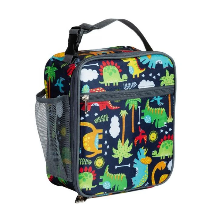 Eco friendly  cooler bag with  handle and side bottle pocket bento box lunch bag for boy and girl