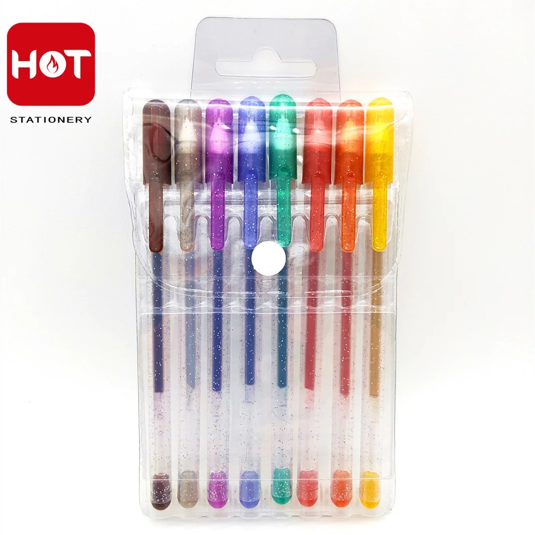 2020 colour multiple gel pen stationery 0.5 mm colorful blue red silver gold white refill rainbow glitter gel pens set 12 24