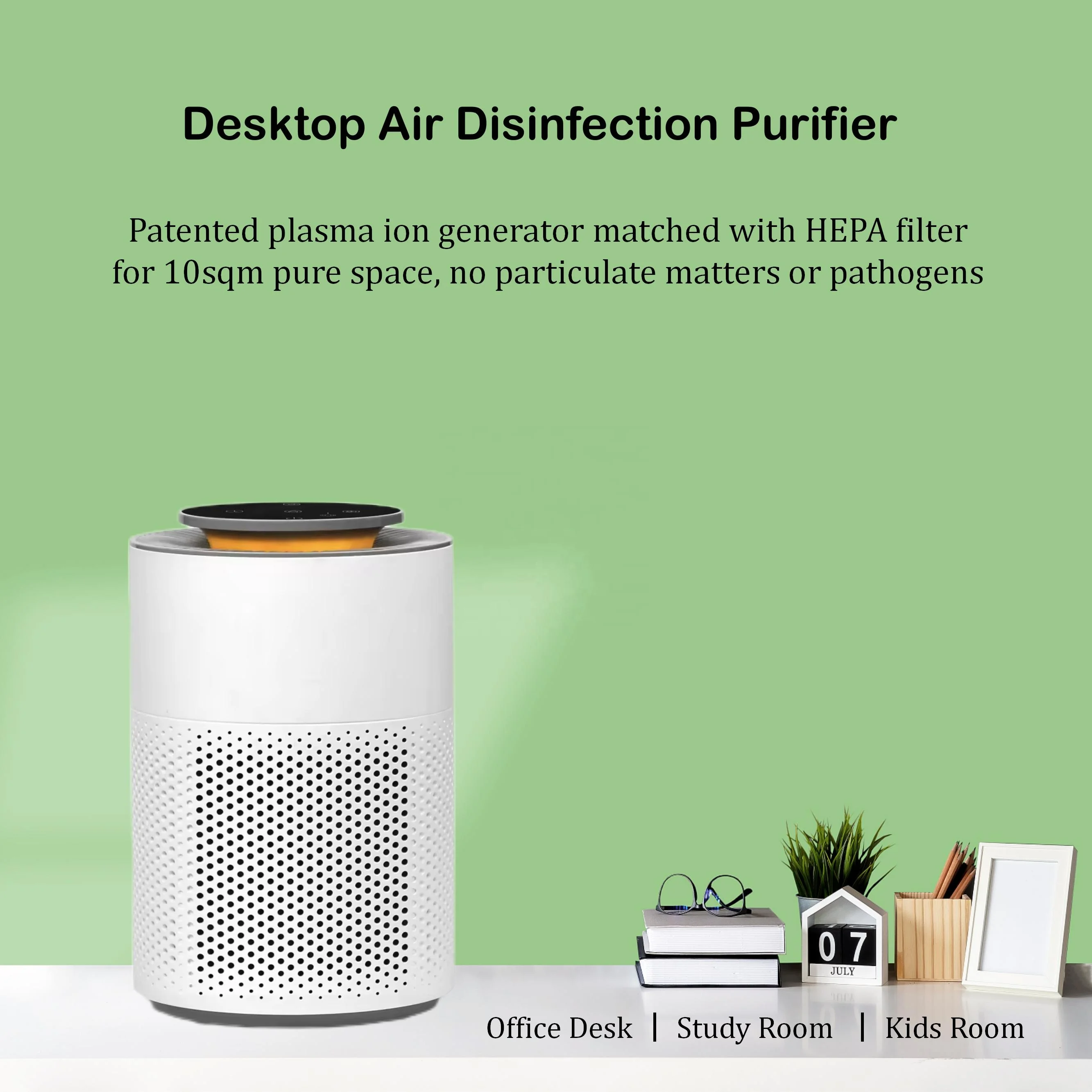 Air purifier with HEPA filter for bedroom, living room; FCC, CE, RoHS; OEM, ODM