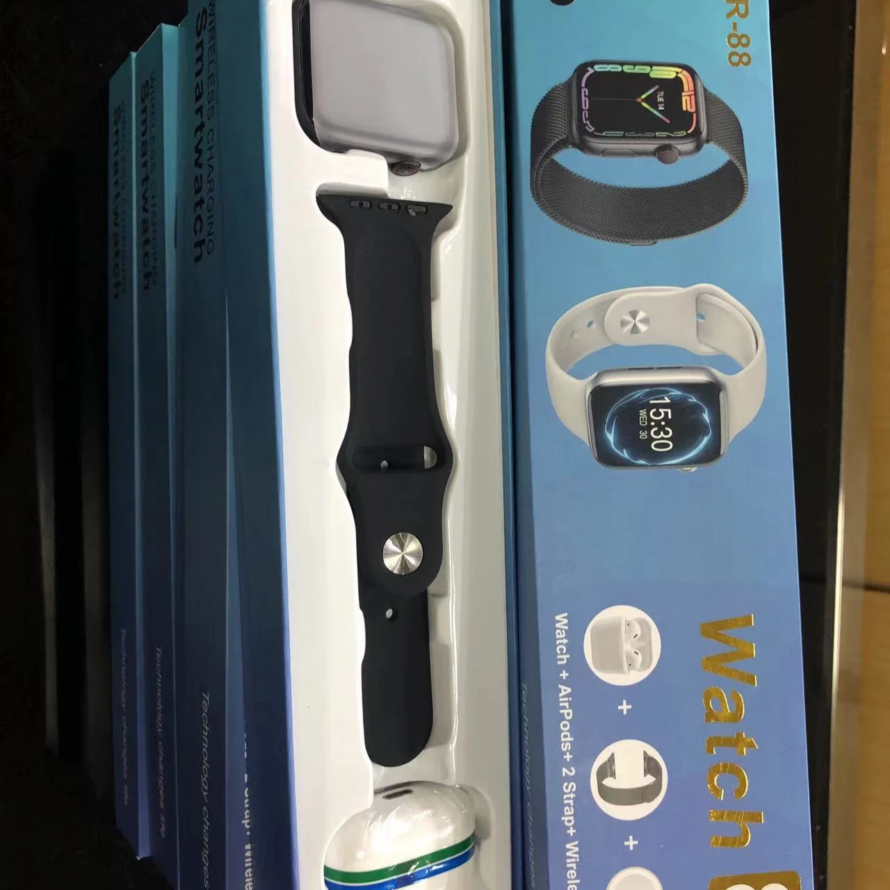 2 in 1 sport watch with earbuds wireless charge stainless steel strap ,top sell sports smart watch tws headsets 2 in 1 bo