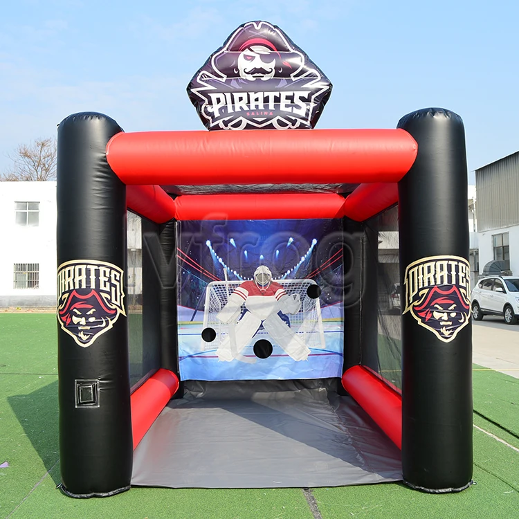 Customized Outdoor Interactive Game Inflatable Hockey Goals / Inflatable Hockey Slap Shot / Inflatable Hockey Games For Party