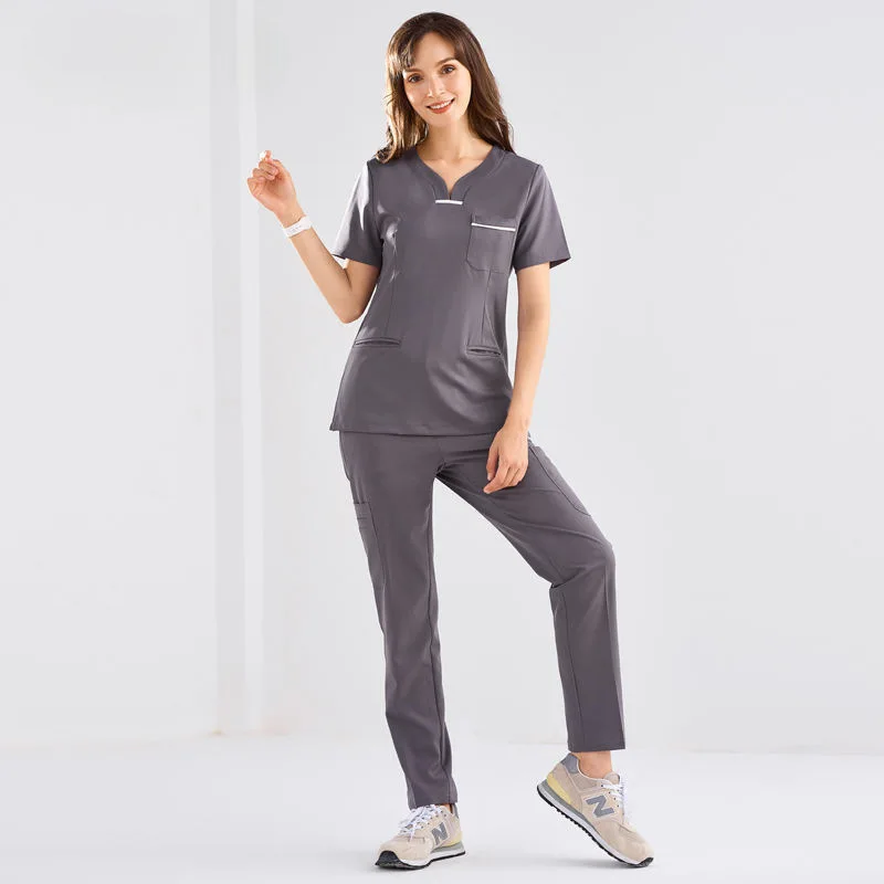 Plus Size 6 Pocket Functional Women Quick Dry Anti-pilling Nursing Medical Outfits Doctor Salon Lab Custom Logo Scrub Uniforms