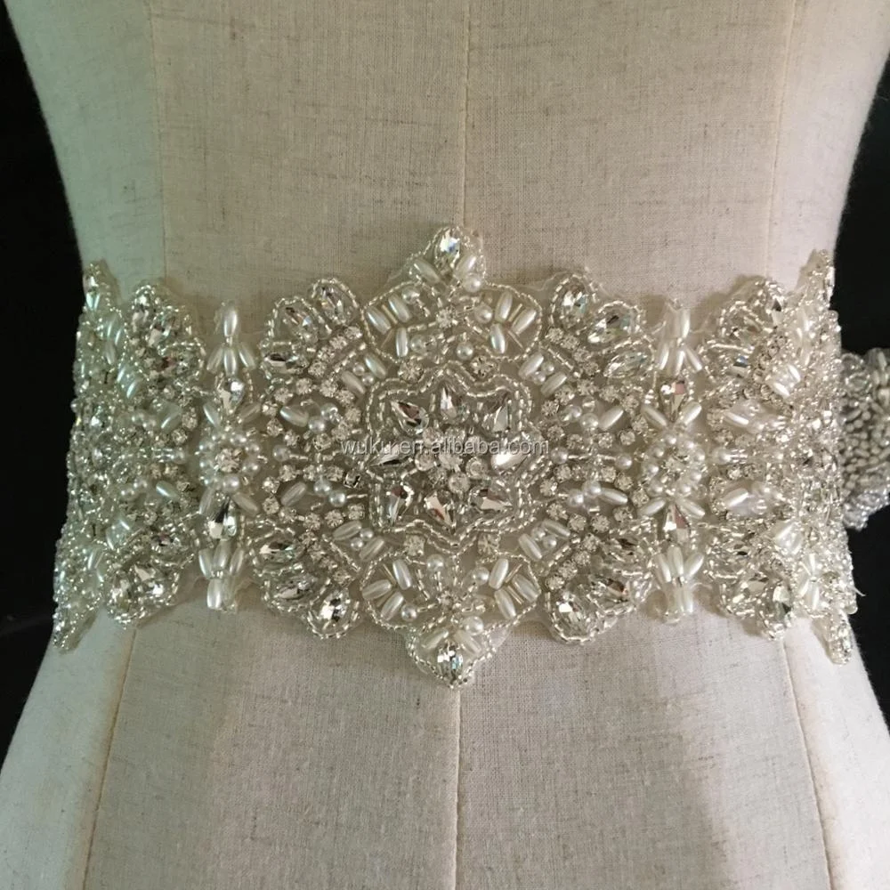wuku handmake encrusted beads crystal pearls haute couture trims belt chain