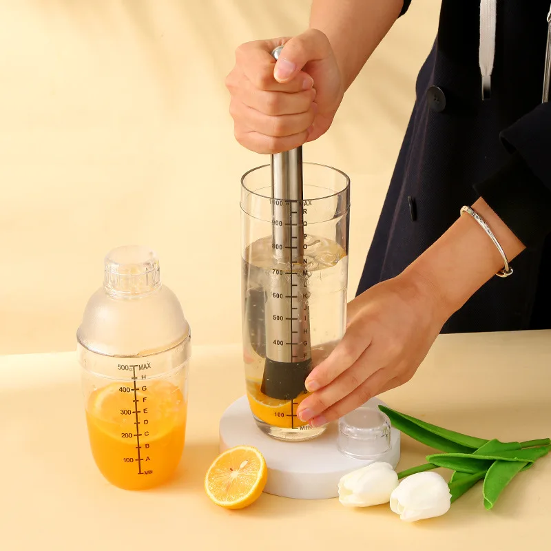 Hand shake plastic Shaker Shake milk tea vessel Beating lemon with graduated PC Shaker cup