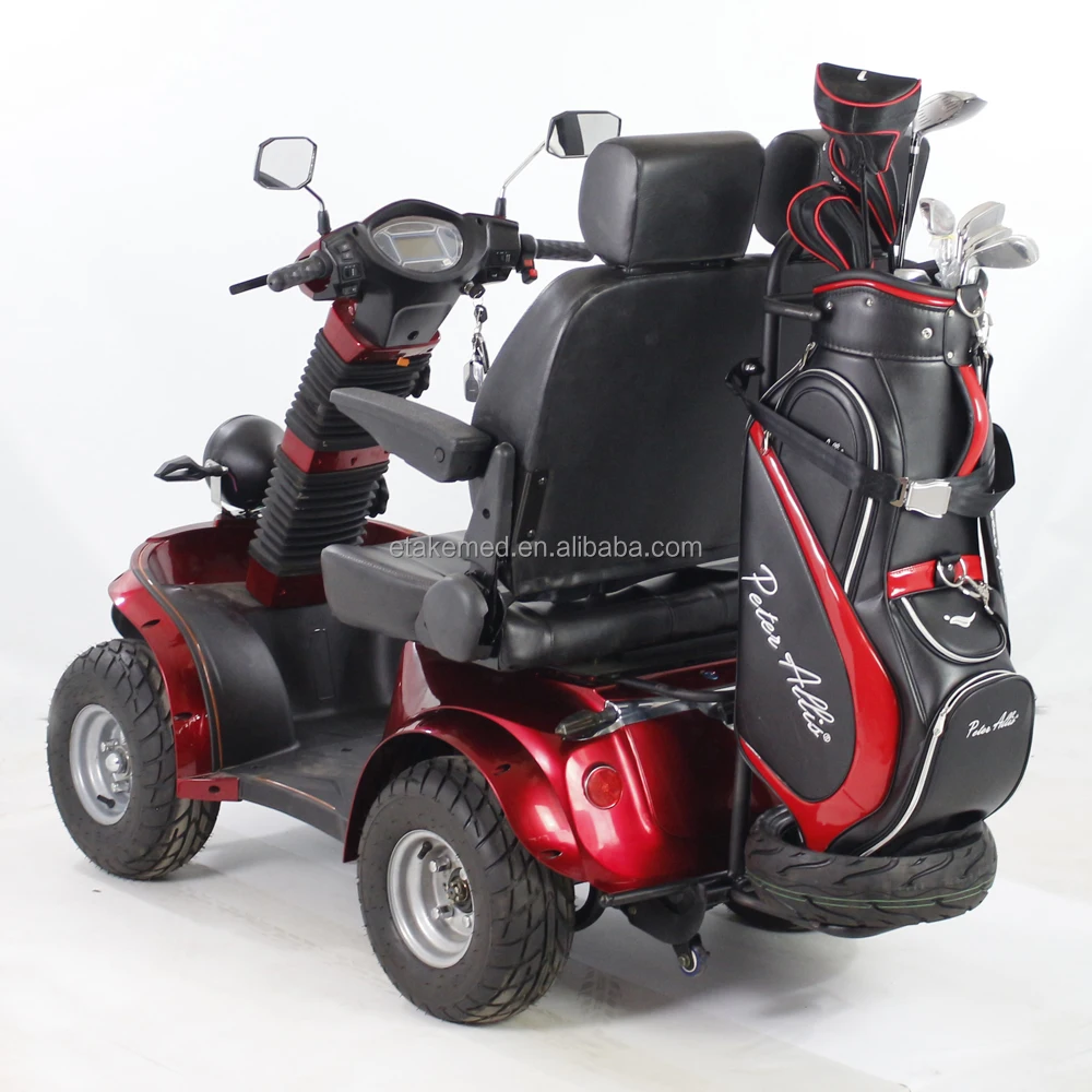 1000W 4 Wheel Golf Cart Scooter Easy Foldden Equipped with golf rack Four double people Wheels Electric Push Golf Buggy