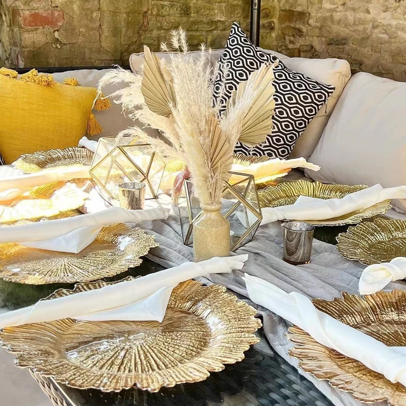 13 inch gold reef charger plates wedding decoration melamine plates for restaurant