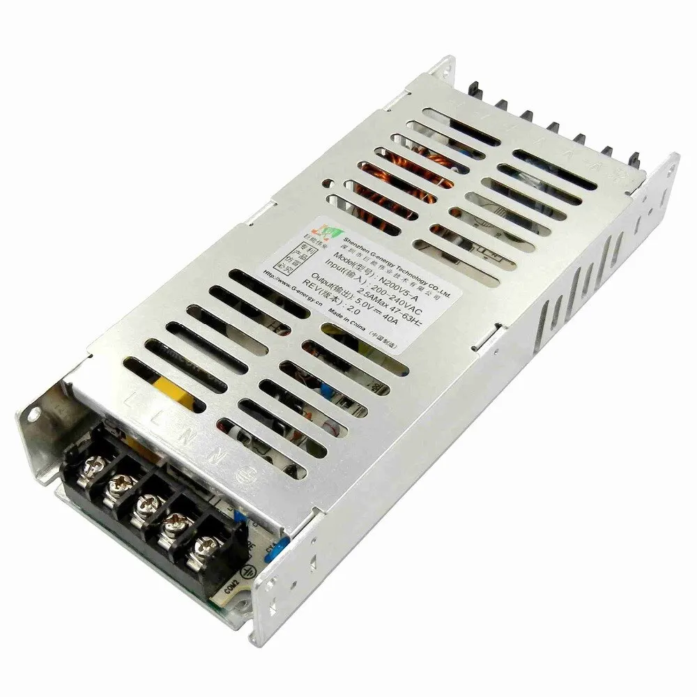 Brand G-Energy  N200V5-A Super Slim led power supply 5v 40a/LED Power Supply for led display panel
