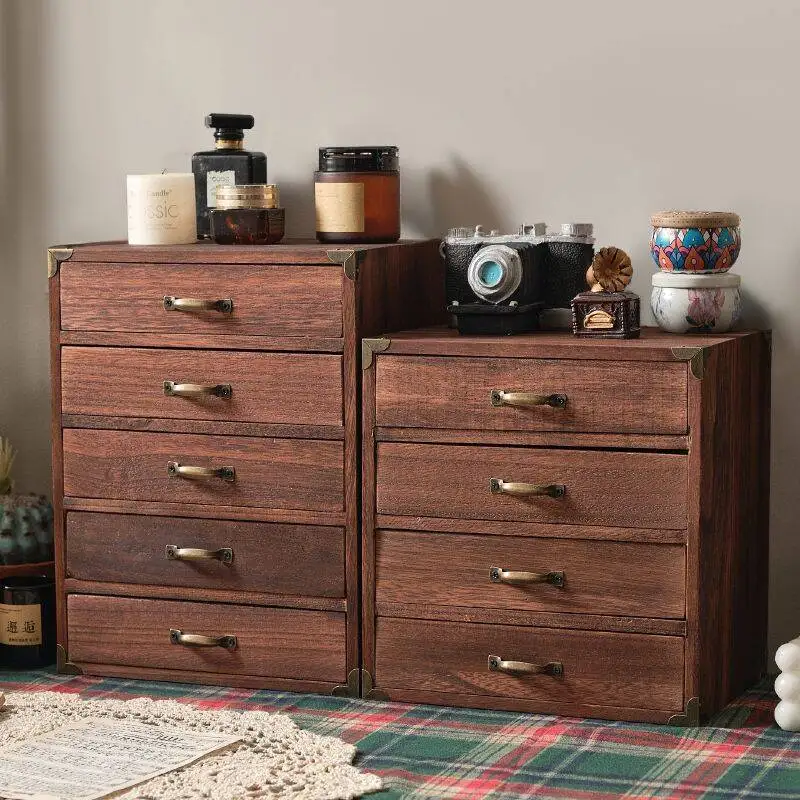 Luxury classic home decor wood craft wooden drawer box wooden organizer cabinet