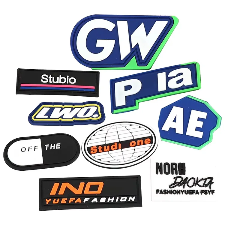Garment accessories transparent 3d raised pvc patch velcro back sewing on custom pvc soft rubber patch logo
