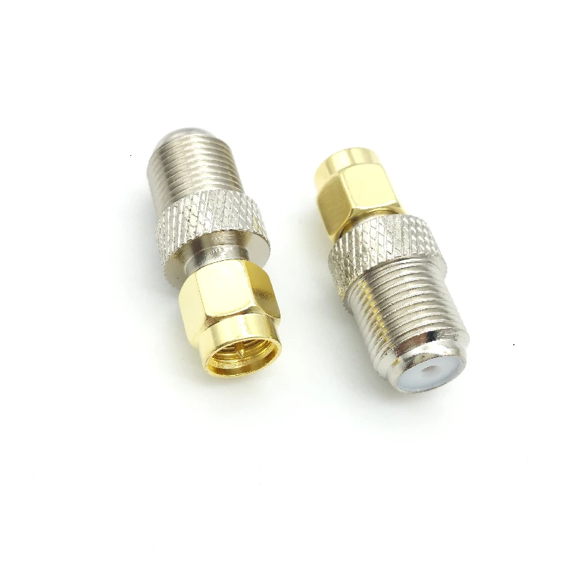 F Female to SMA Male Gold Plated Brass Straight Coaxial RF Adapters Connector