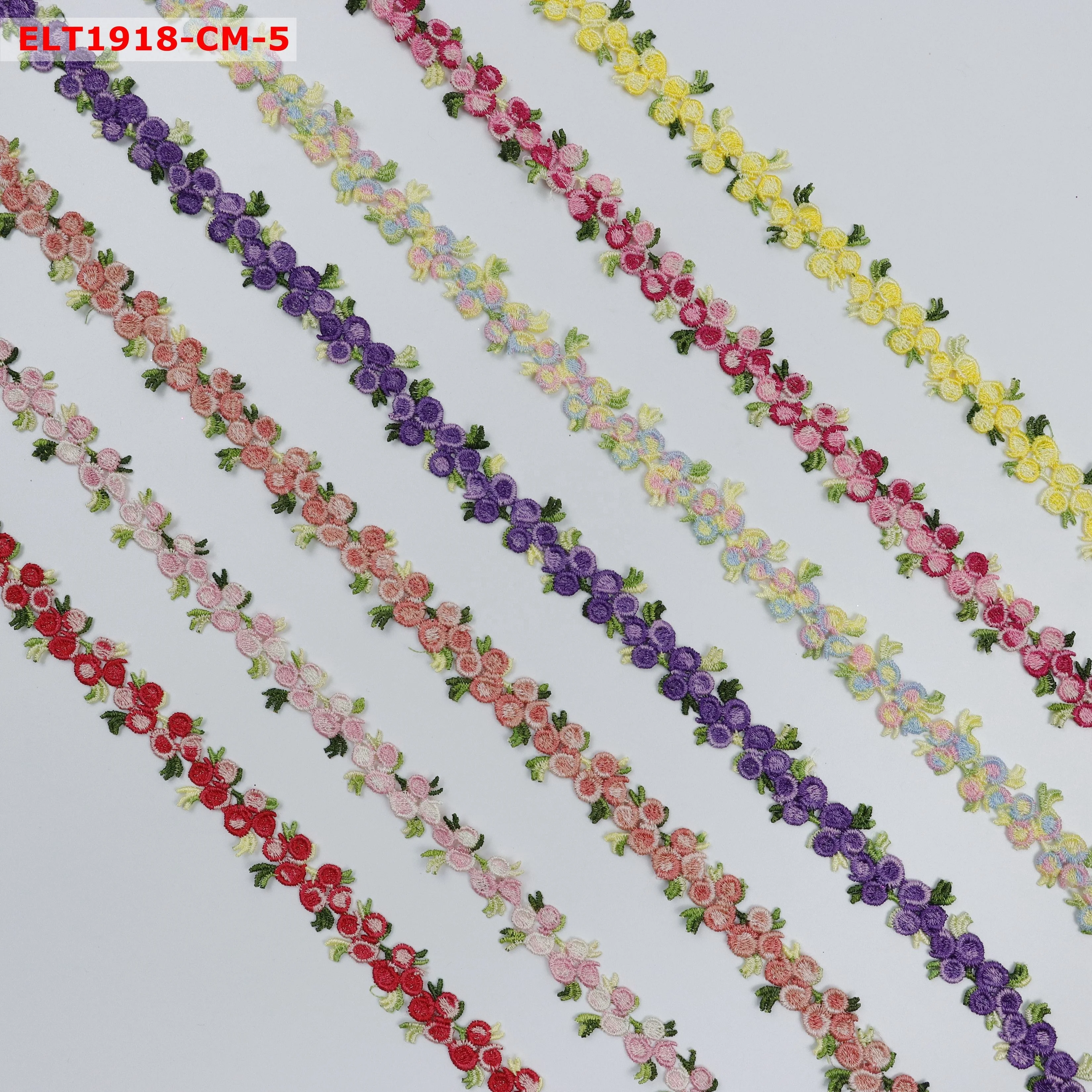 Cinta de encaje Mixed color embroidery flower 2 cm border lace trimming for wholesale crochet trim decorative braid gimp trims