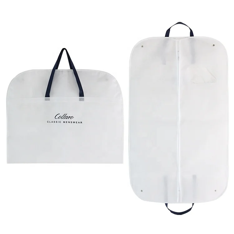 Logo Brand Luxury Dress Cloth Dust Cover Suit Storage Button Zipper Garment Bags With Handles