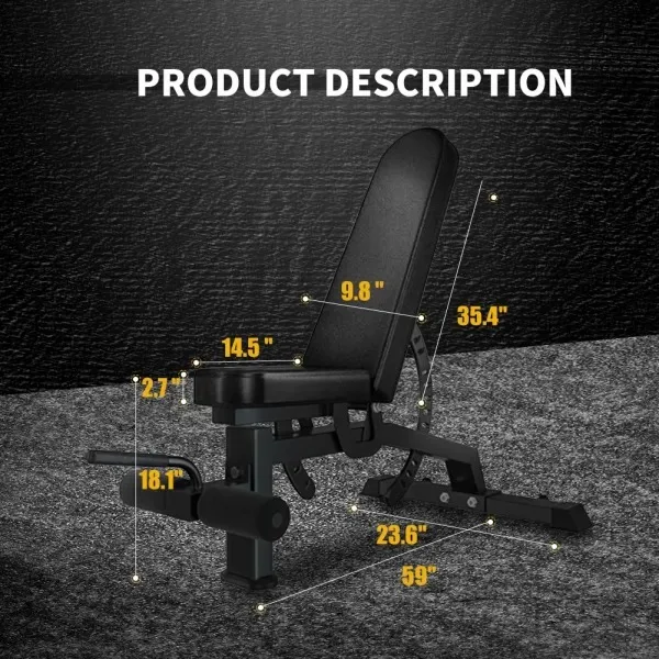Adjustable Fitness Equipment  Gym Bench Multi-Purpose Incline Weight Bench Adjustable Strength Training Bench