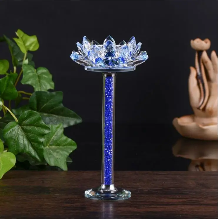 Wholesale crystal tealight candle holders crystal lotus candle holder for decoration