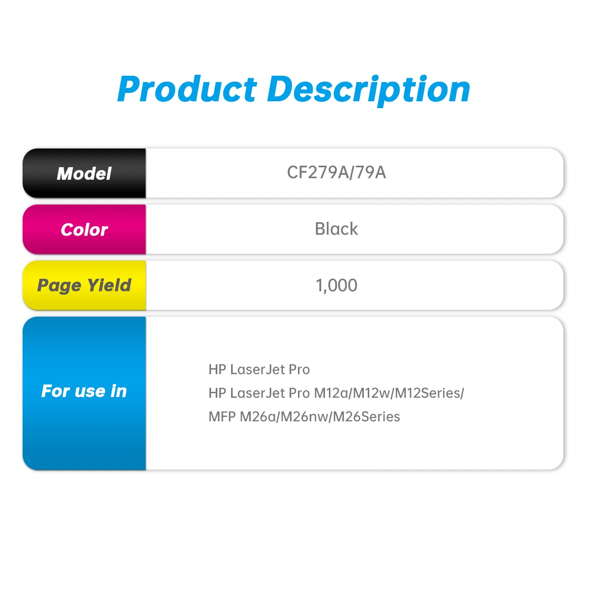 Замена картриджа с черным тонером для HP LaserJet Pro M12a/M12w/M12 MFP M26a/M26