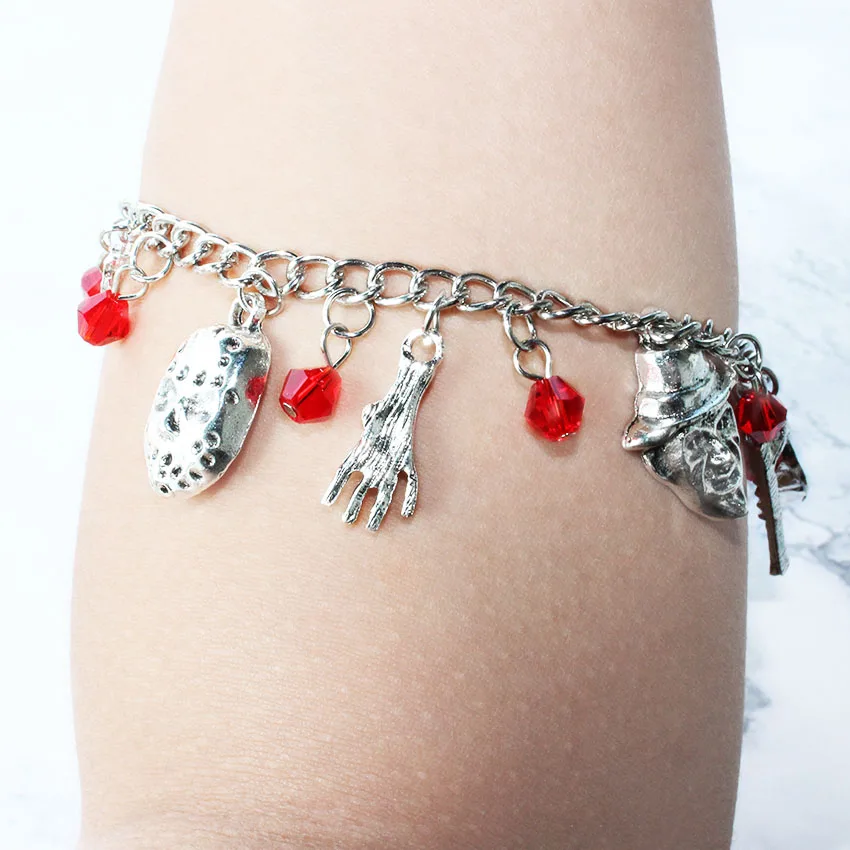 2021 New Design Waterproof Alloy Halloween Skull Black Red Chocker Necklace Charm Crystal Bracelet