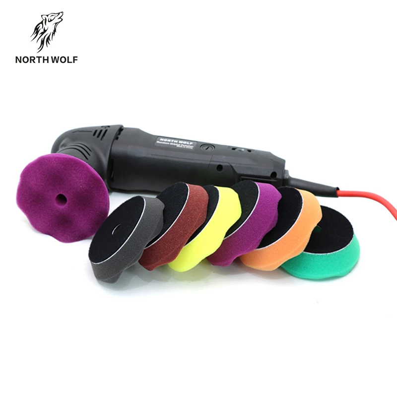 Private label Auto care car polish foam pad 6 step waffle pattern nano polish  3 inch car polishing pad kit