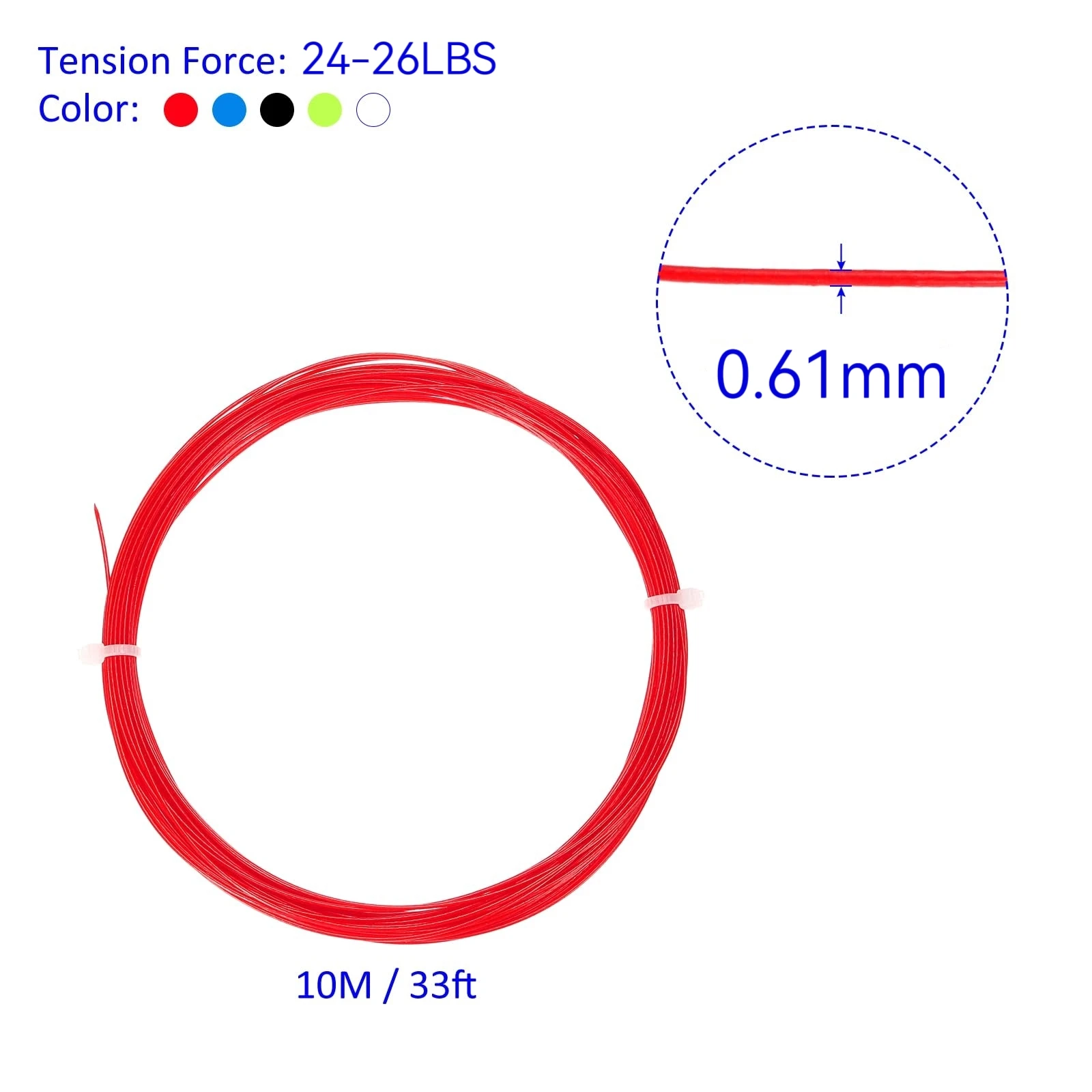 10M Durable Nylon Racquet Replacement Lines High Elastic Badminton Training String Wire 5 Color Options Accessory Badminton